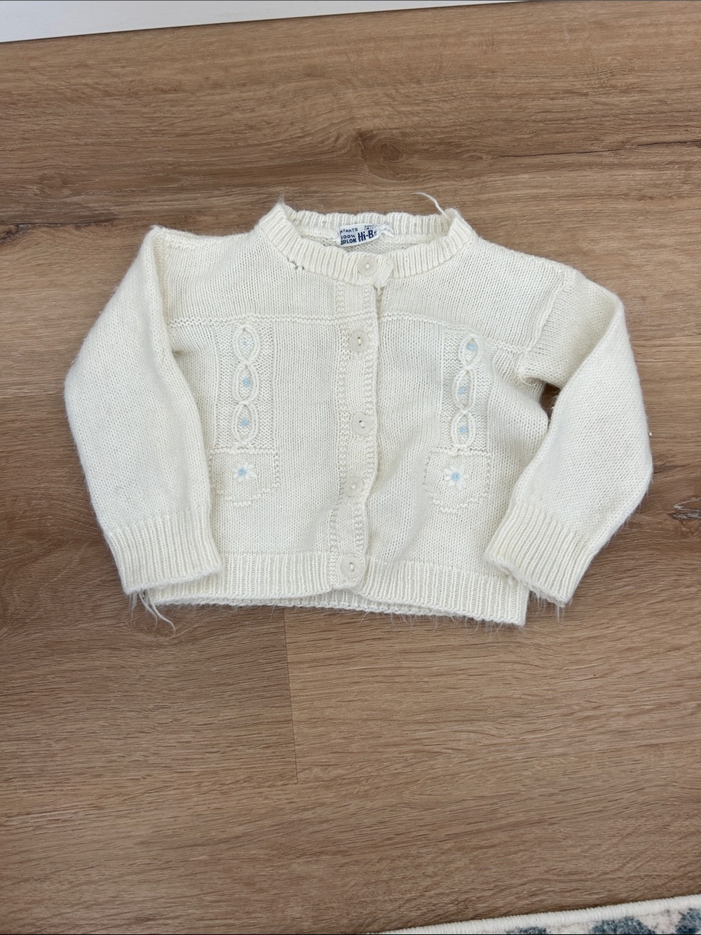 Vintage Cream Knit Baby Cardigan Sweater